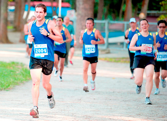 Runners attempt the final sprint to the 'finish' line