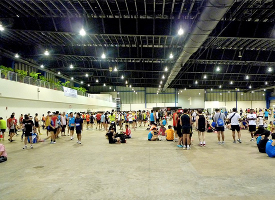 Runners arrive early to prepare themselves for the race