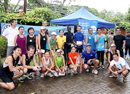 The MR25 'family' of runners gather for a photo-taking session at the end 