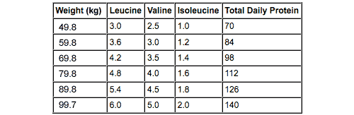 Protein required (grams per day)