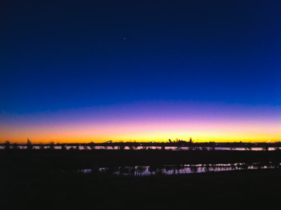 Sunrise at Broadwater before the race