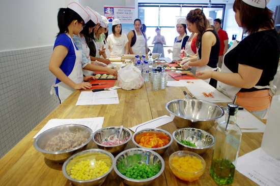 Ingredients displayed neatly for each dish