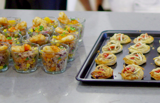 Brown/wild rice salad (left) and Asian fruit pastry (right)