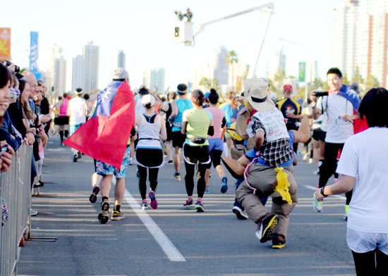 Spot runners clad in costumes along the run.