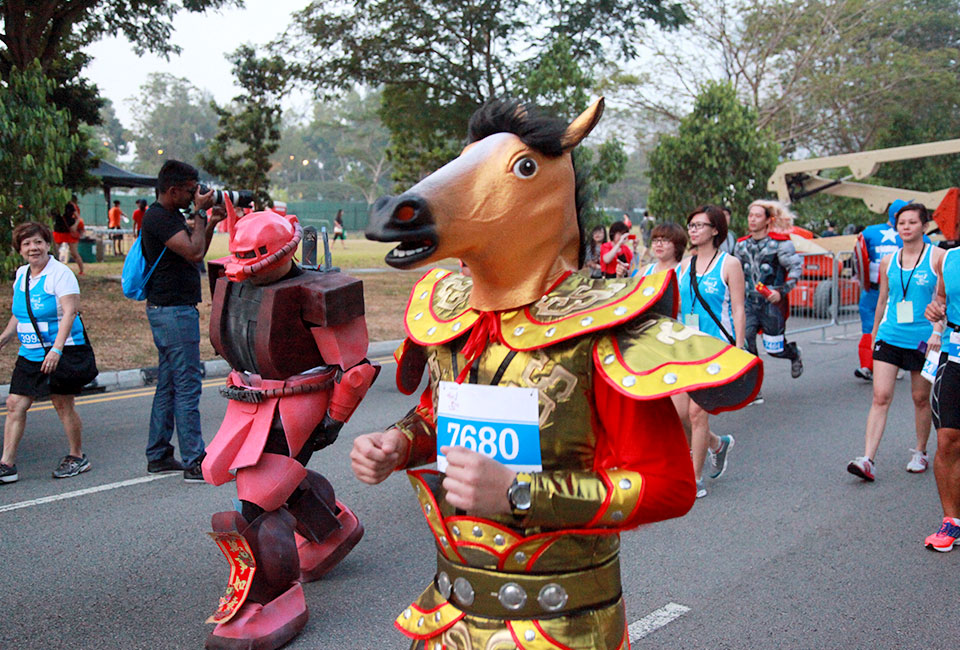 Costumed runners bringing some festive cheer to the race