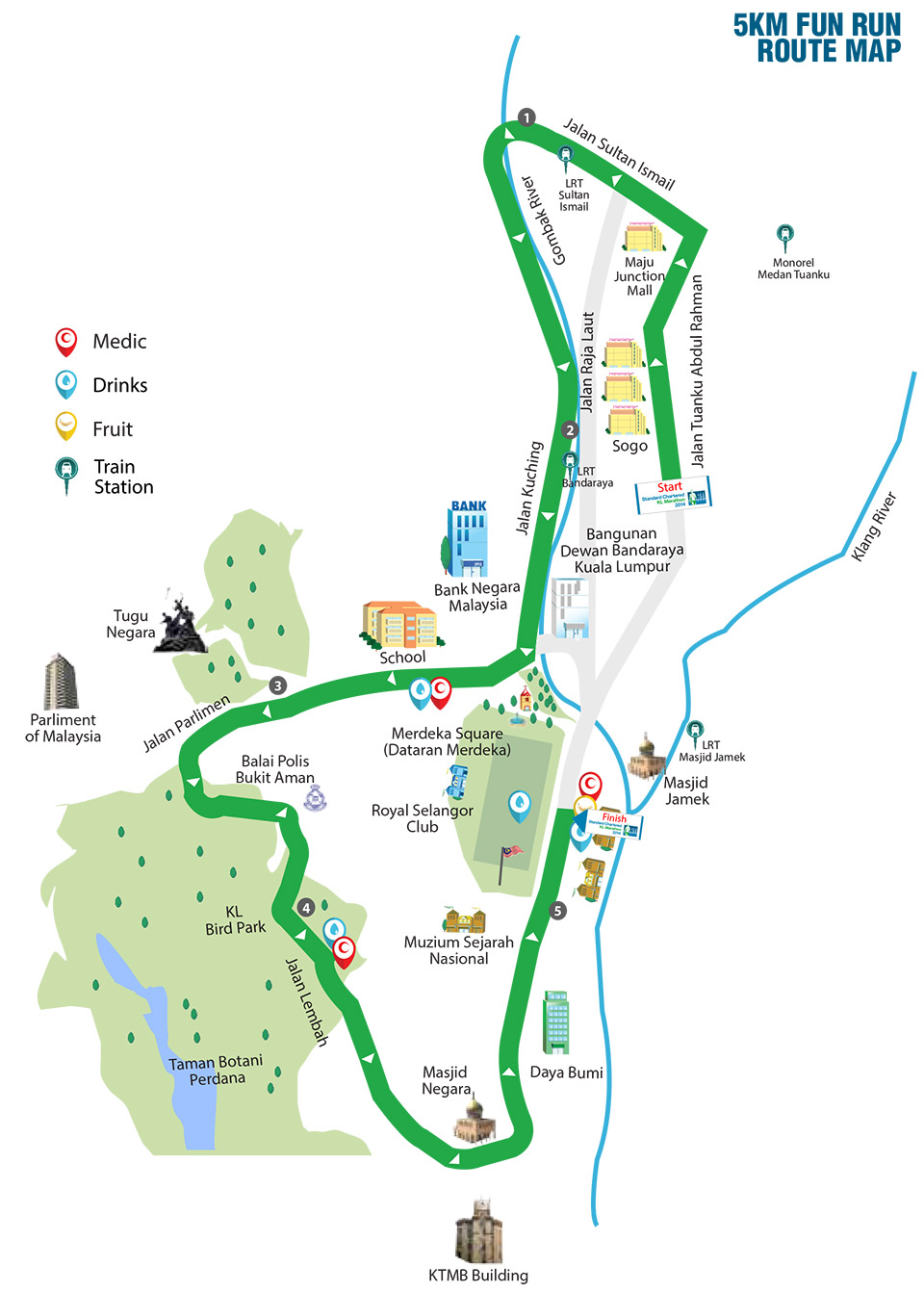 Standard Chartered Marathon KL 2014: 5km Route Map