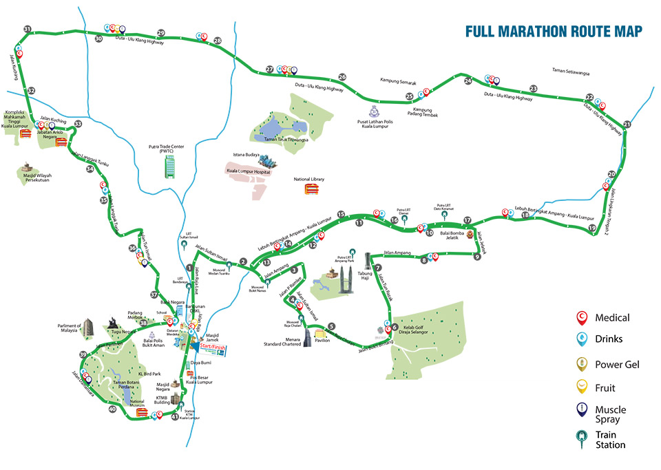 Standard Chartered Marathon KL 2014: 42km Route Map.