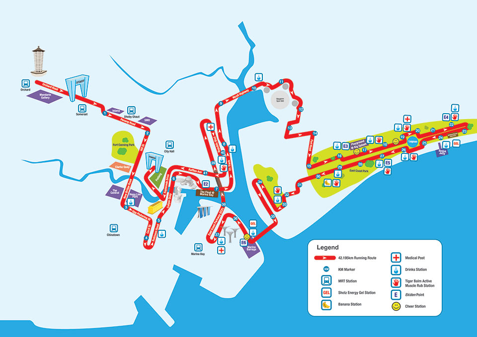 Standard Chartered Marathon Singapore 2014: 42km map