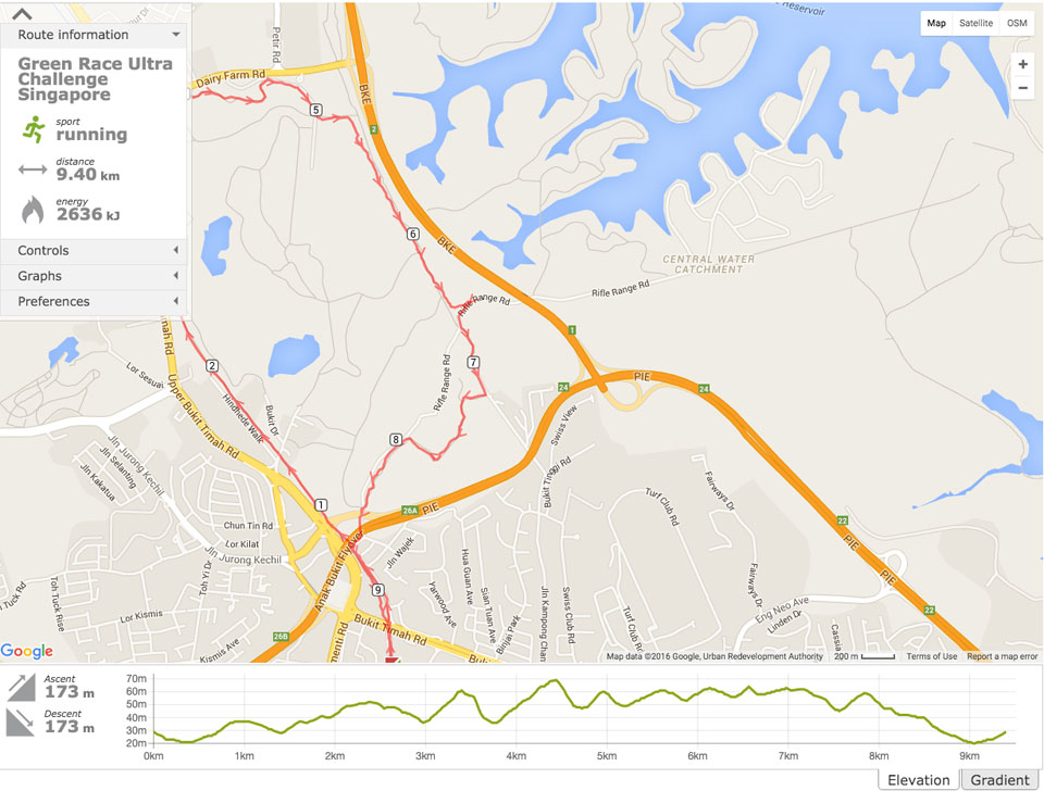 Green Race Ultra Challenge Singapore Race Route