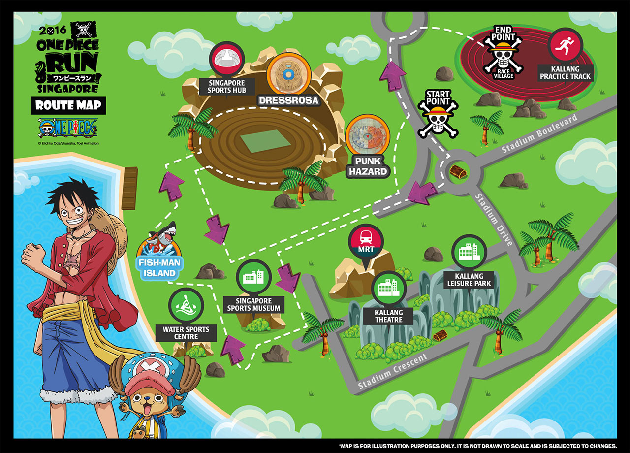 One Piece Run Singapore 2016 Race Route Map