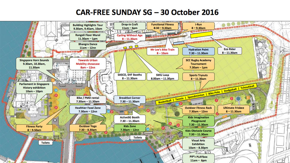 Line-up of activities for Car-Free Sunday SG 30 October 2016