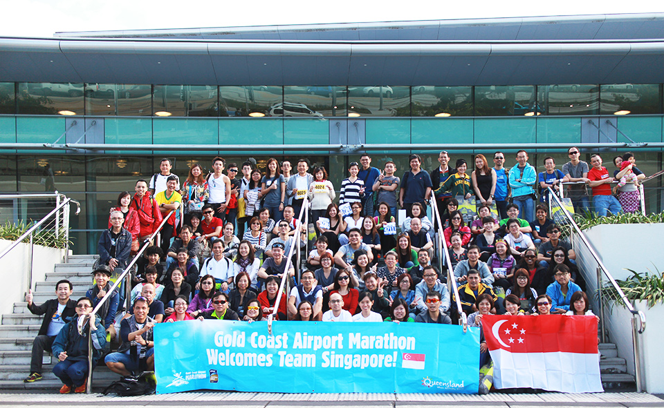 Team Singapore at the Gold Coast Convention Center after the race pack collection.