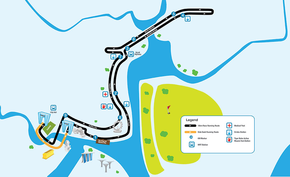 Standard Chartered Marathon Singapore 2014: 10km map