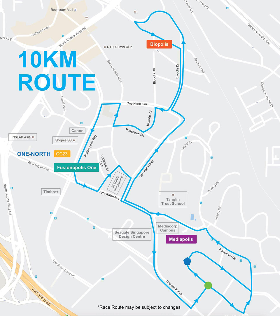 one-north Run 2016 10km route