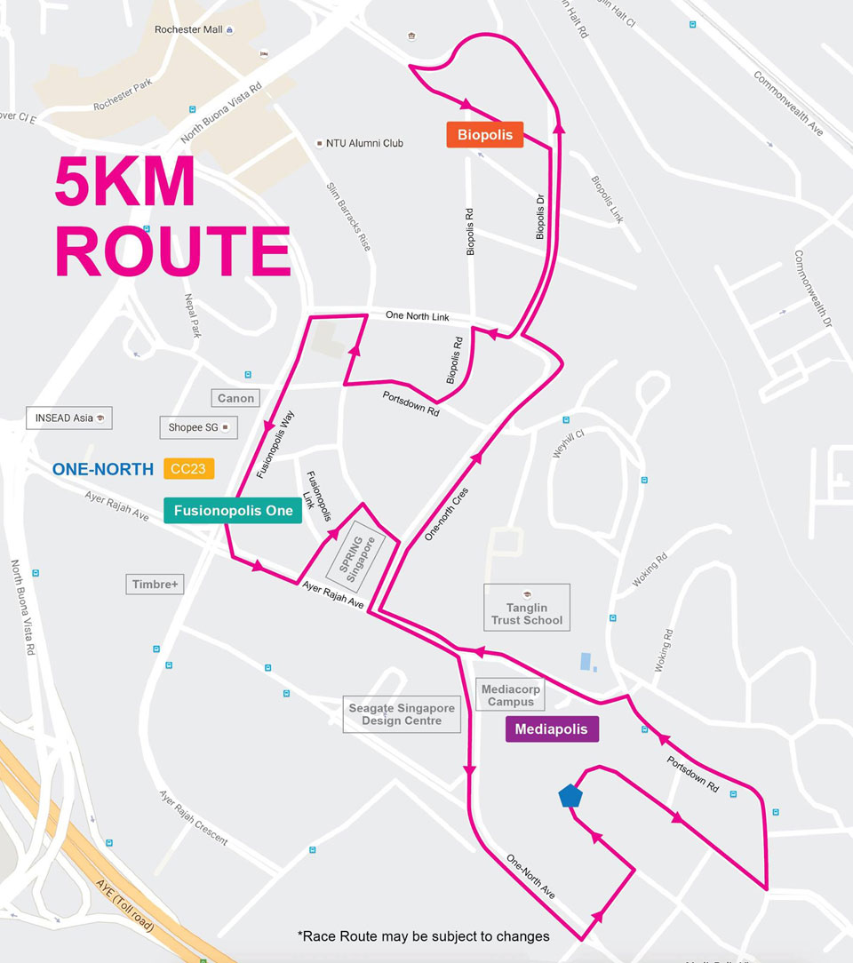 one-north Run 2016 5km route