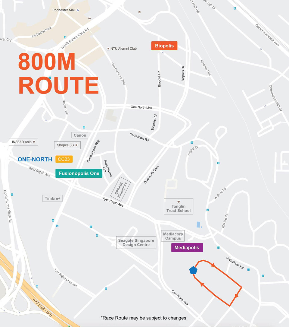 one-north Run 2016 800m route