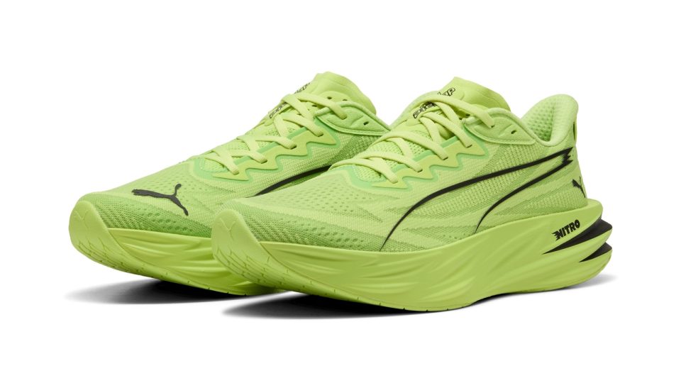 PUMA Deviate PURE: A Little Less Hardware, More Room to Run A pair of PUMA Deviate PURE running shoes in Sunny Lime